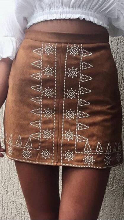 Bohemian Style Print High Waist Bodycon Mini Skirt