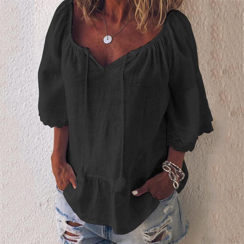 Big V-neck Loose Short Sleeves T-shirt