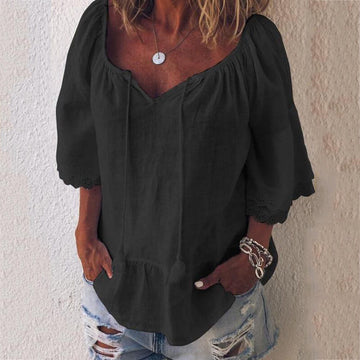 Big V-neck Loose Short Sleeves T-shirt