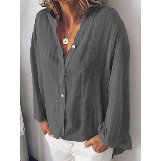 Simple V-neck Loose Shirt