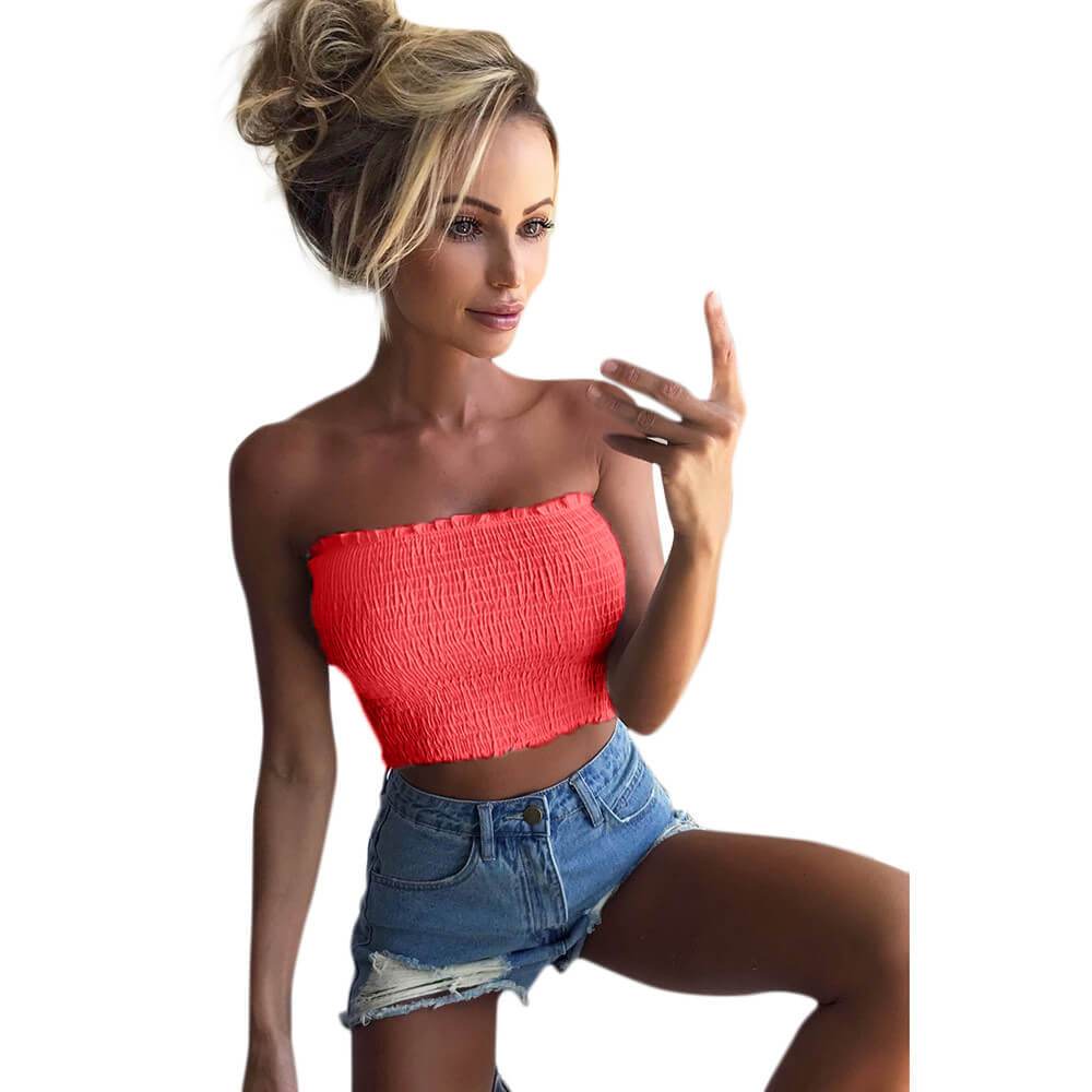 Smocking Short Crop Top