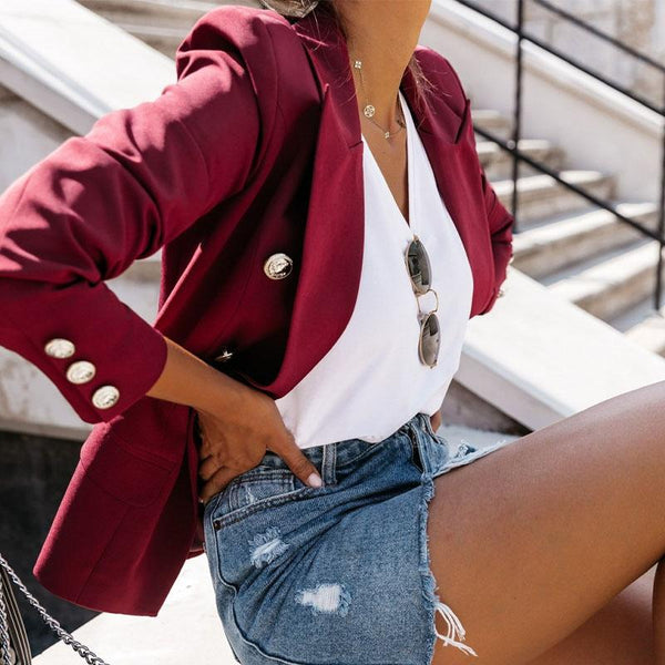 Lapel Double Breasted Blazer