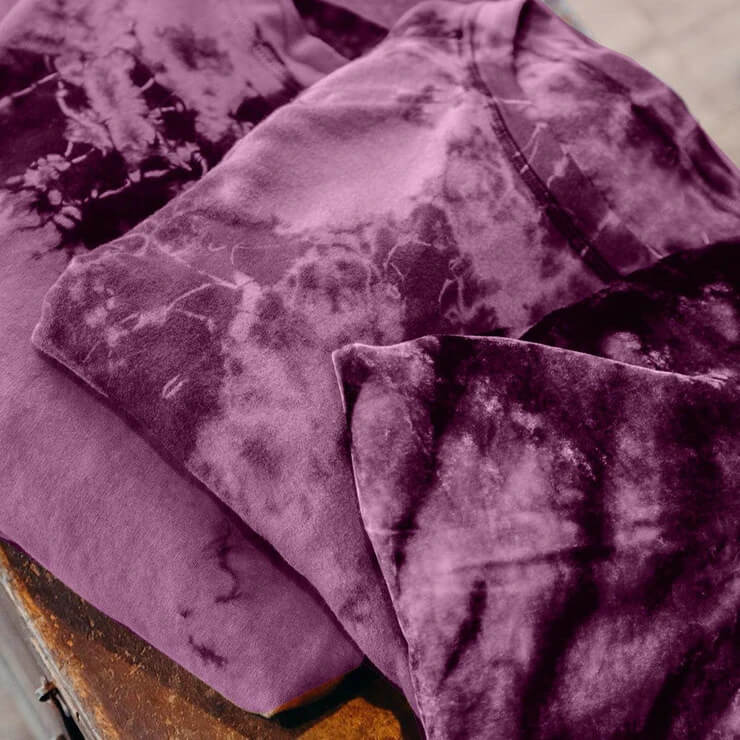 Casual Purple Tie Dye Loose High Waist Long Sleeve Two Pieces Set