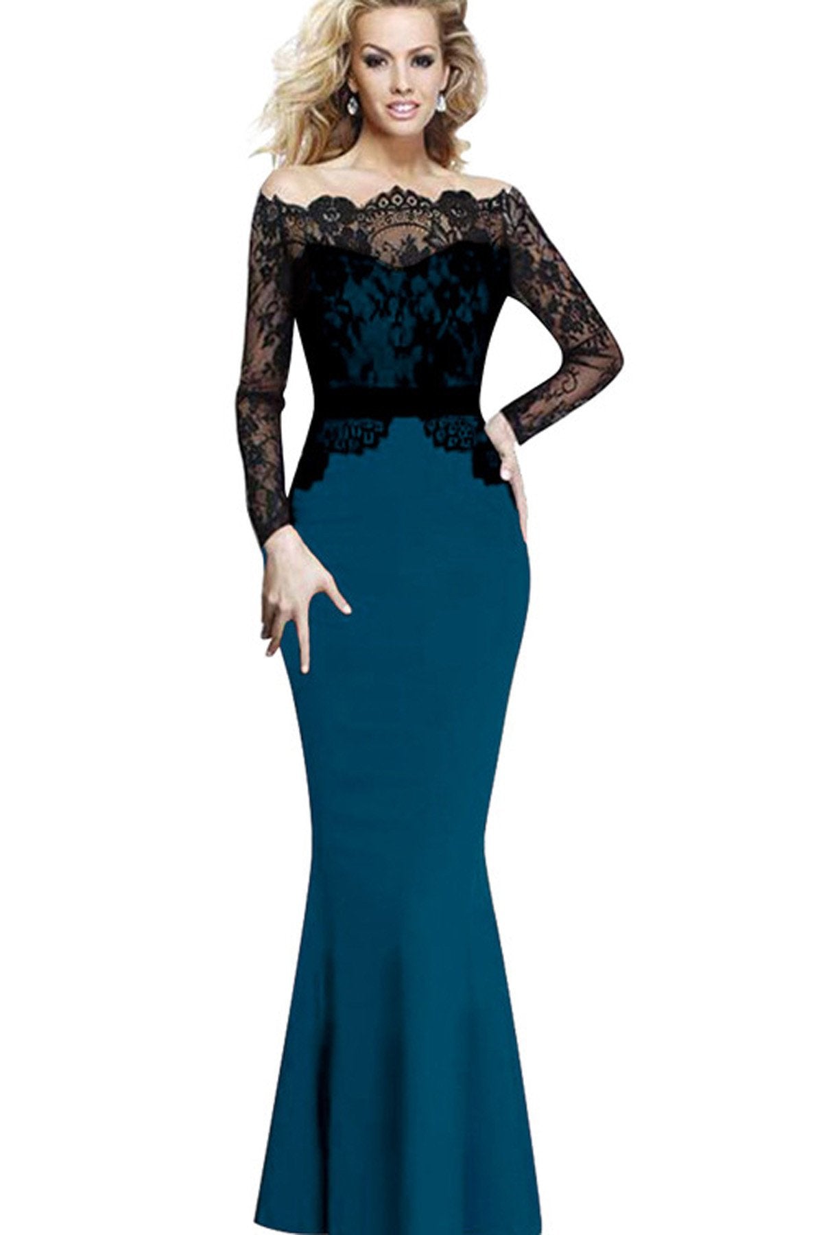 Splicing Mermaid Lace Long Party Dress
