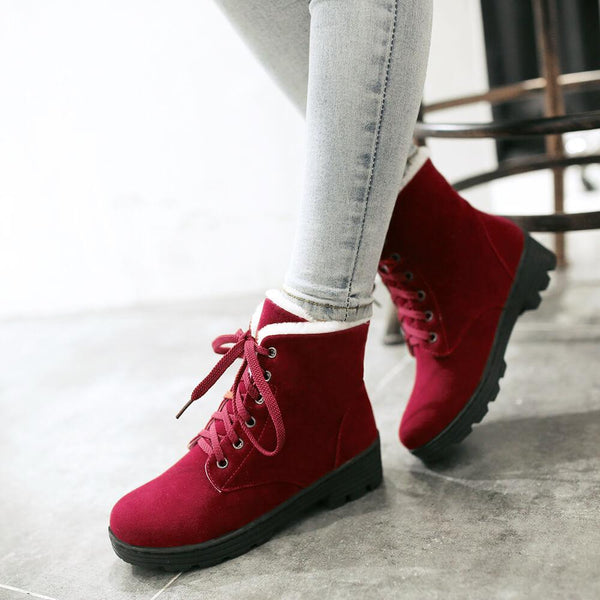 Platform Low Heel Lace Up Suede Ankle Boots