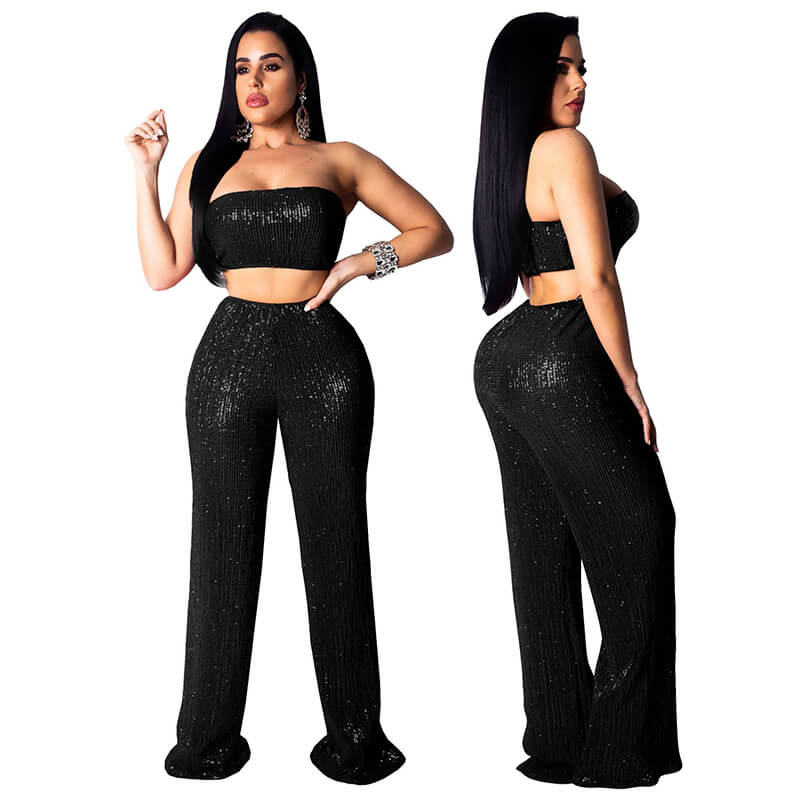 Strapless Crop Top Pencil Pants Set
