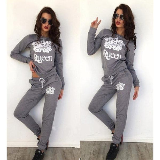 Letter Print Hoodie with Harem Pants Two Pieces Set