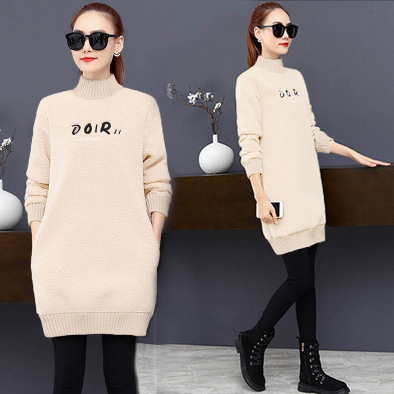 Pullover Crew Neck Letter Print Teddy Sweatshirts