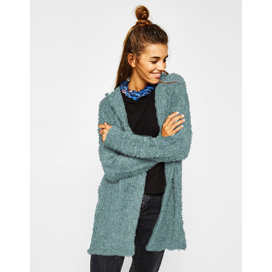 Candy Color Long Loose Hooded Cardigan Coat