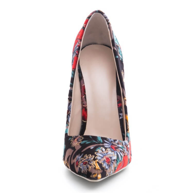 Sexy Flower Print Pointed Toe Pumps