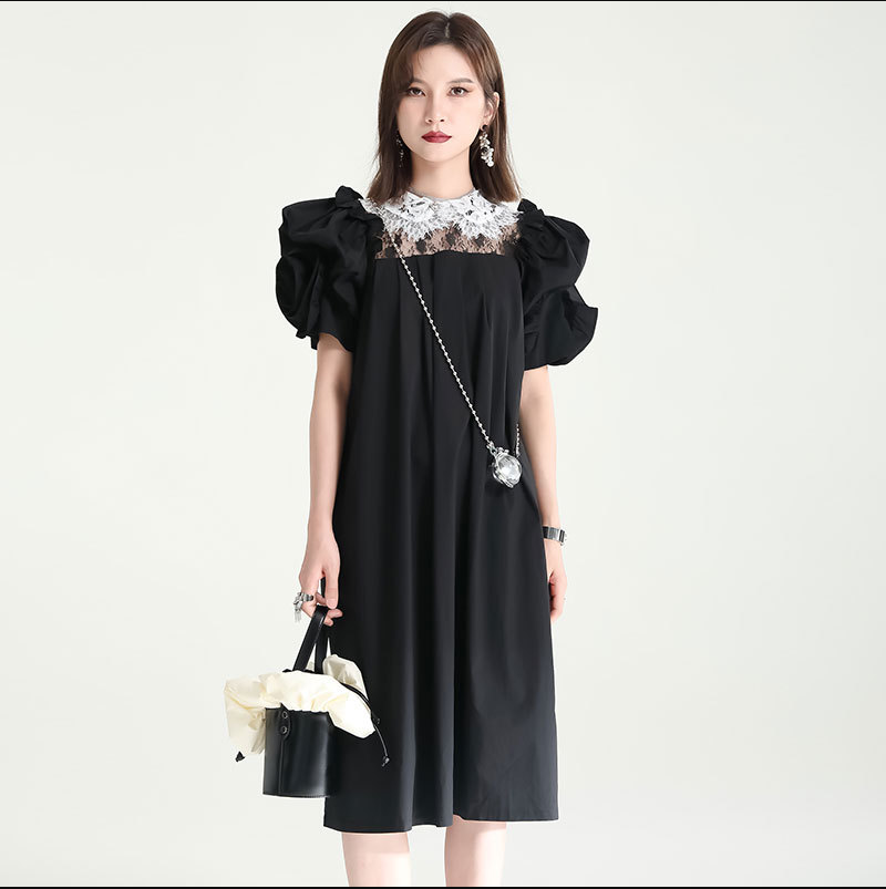 Summer French Reigning LilyHolly Print Elegant Floor Length Dress