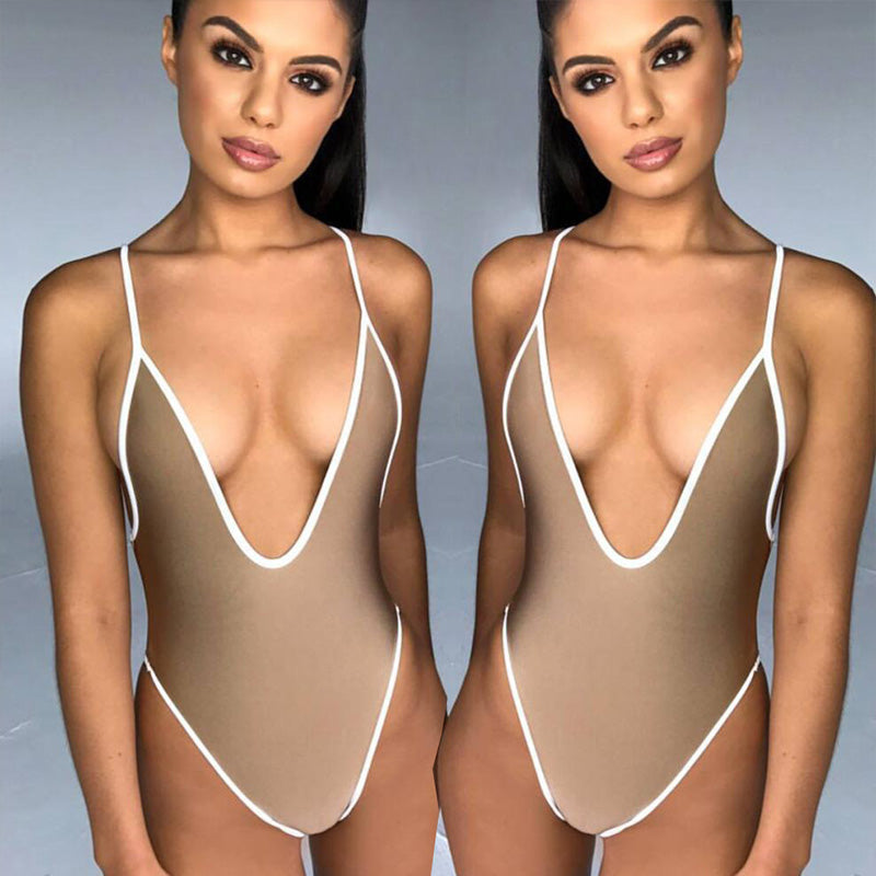 Sling V Neck Backless Tight One Pieces Bikini