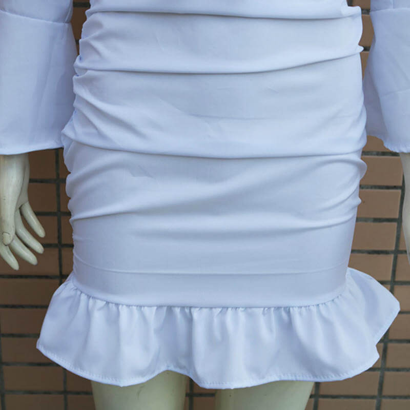 Lapel Long Sleeve Short Dress