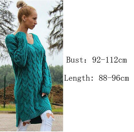 Fashion Dip Hem Braid Knitting Long Sweater