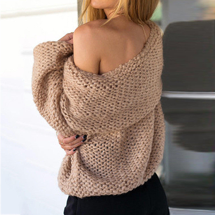 High Neck Long Sleeves Pure Color Regular Sweater