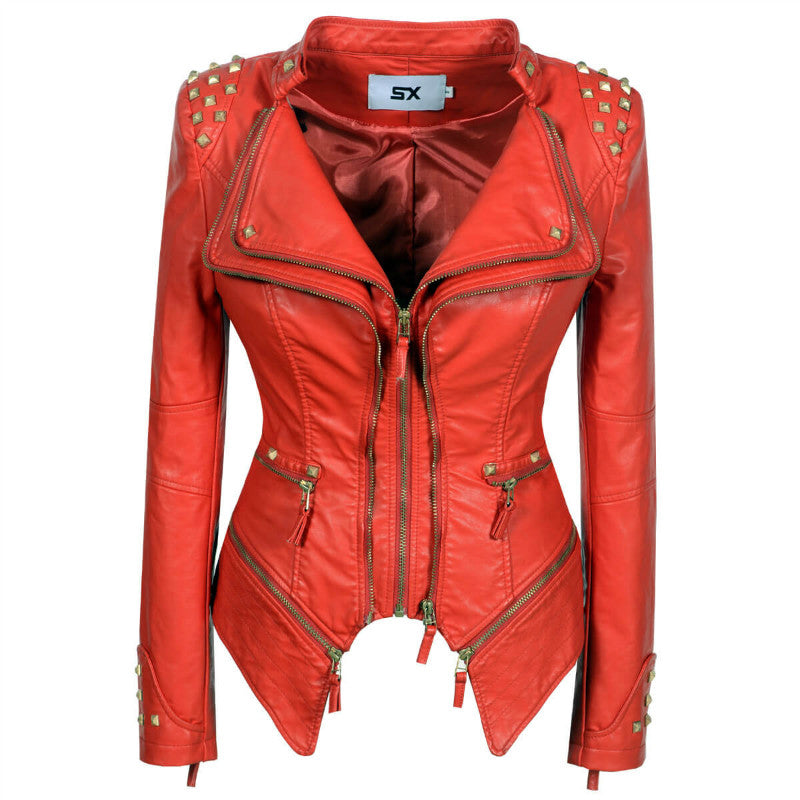 Lapel Rivet Studded Moto Jacket