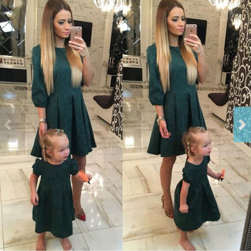 Pure-Color-Casual-Scoop-Half-Sleeves-Short-Dress