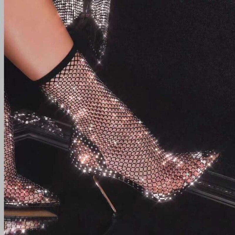 Party Mesh Cutout Pointed Toe High Heel Sandals