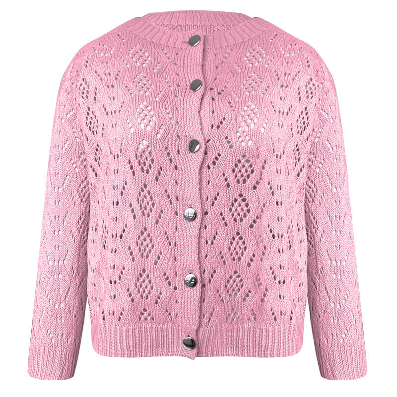 Solid Hollow Out Cardigan