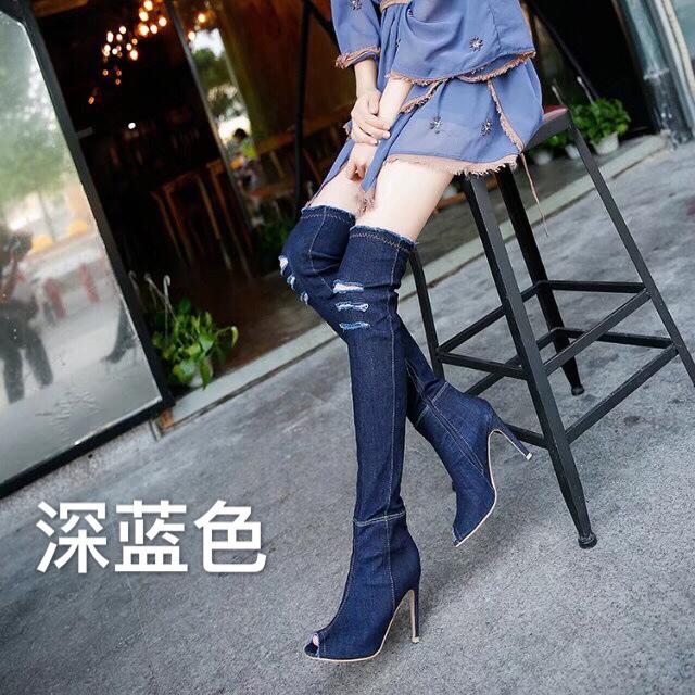 Peep Toe Cut Out Stiletto Heels Over-knee Long Boots Sandals