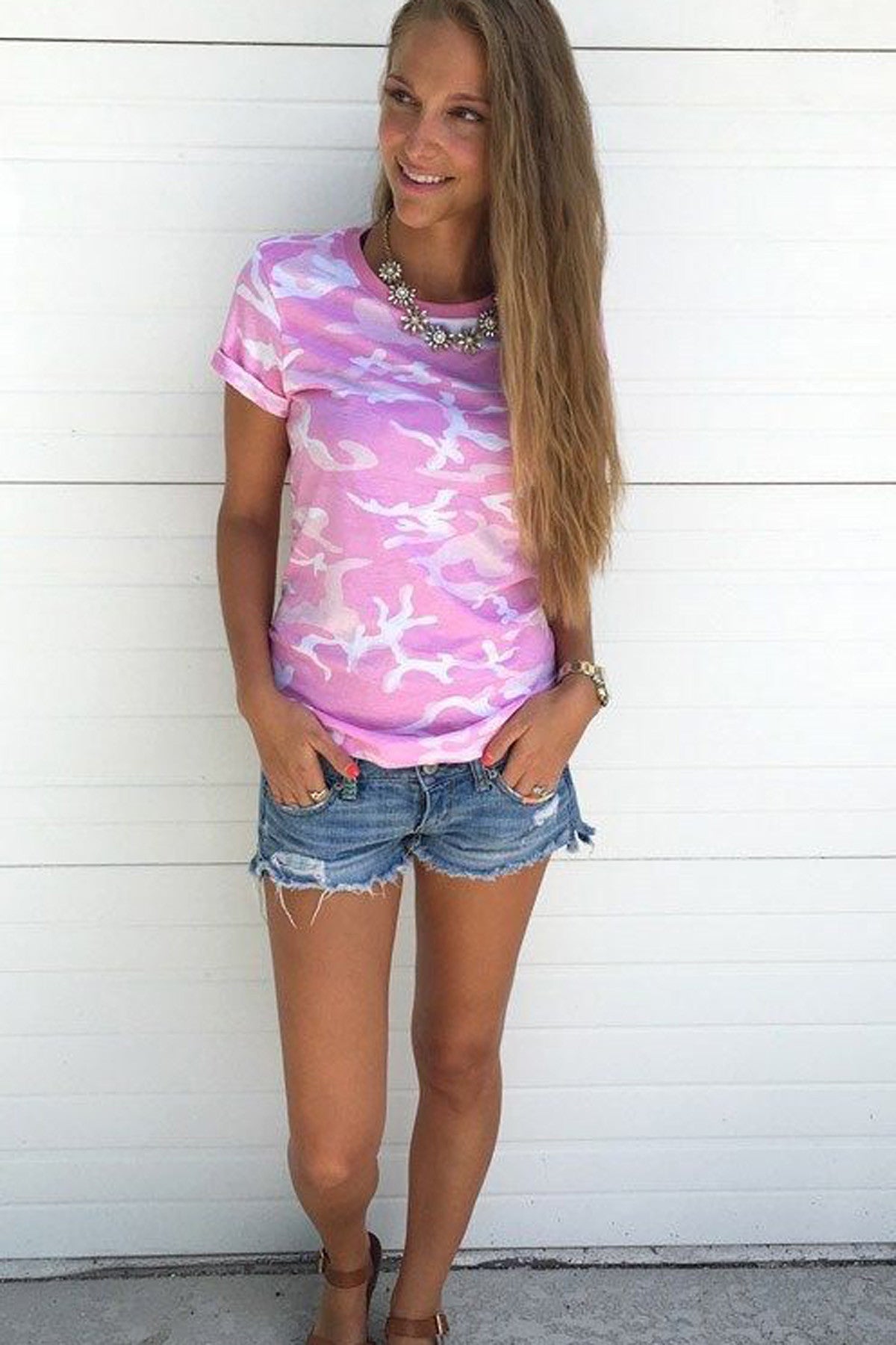 Print Short Sleeves Slim T-shirt 