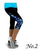 Flower Print Side Triangle Fashion 3/4 Pants Yoga Sport Leggings