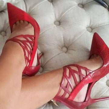 Point Toe Leather Sexy Stiletto Heel Pumps 