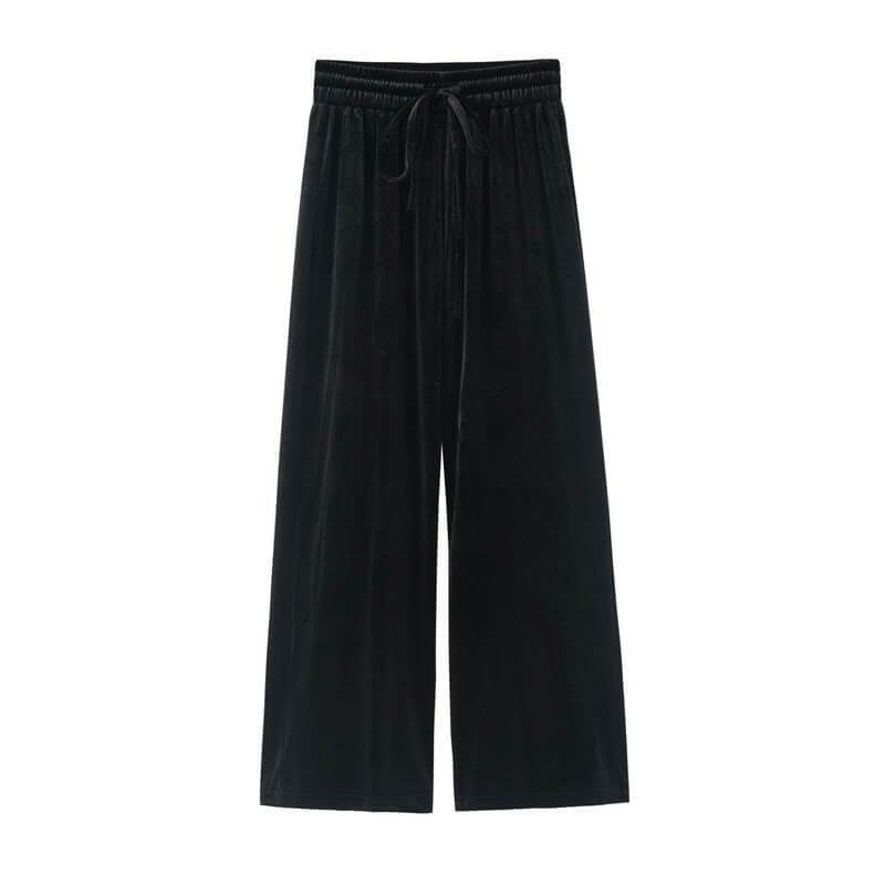 Wide Leg  pleuche  Ankle Length Straight Pants