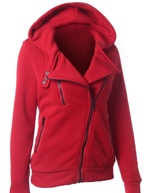 Slide Zipper Pure Color Hooded Lapel Hoodie - May Your Fashion - 1