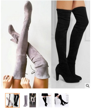 Suede Chunky Heel Pointed Toe Over-knee Long Boots