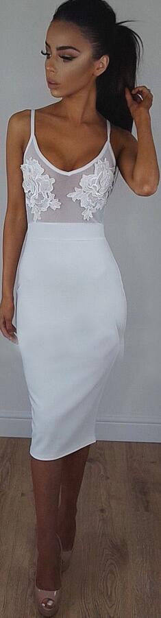 Sexy Lace Stitching Bodycon Perspective Dress