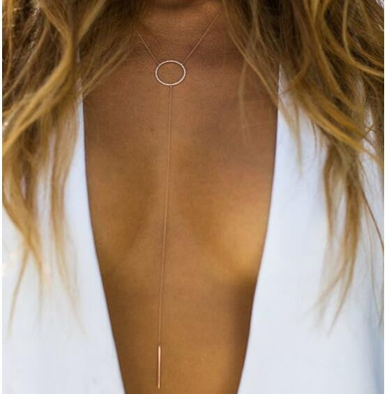 Metal Ring Tassel Short Necklace