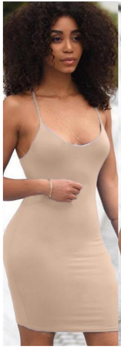 Spaghetti Strap Pure Color Splicing Short Dress  