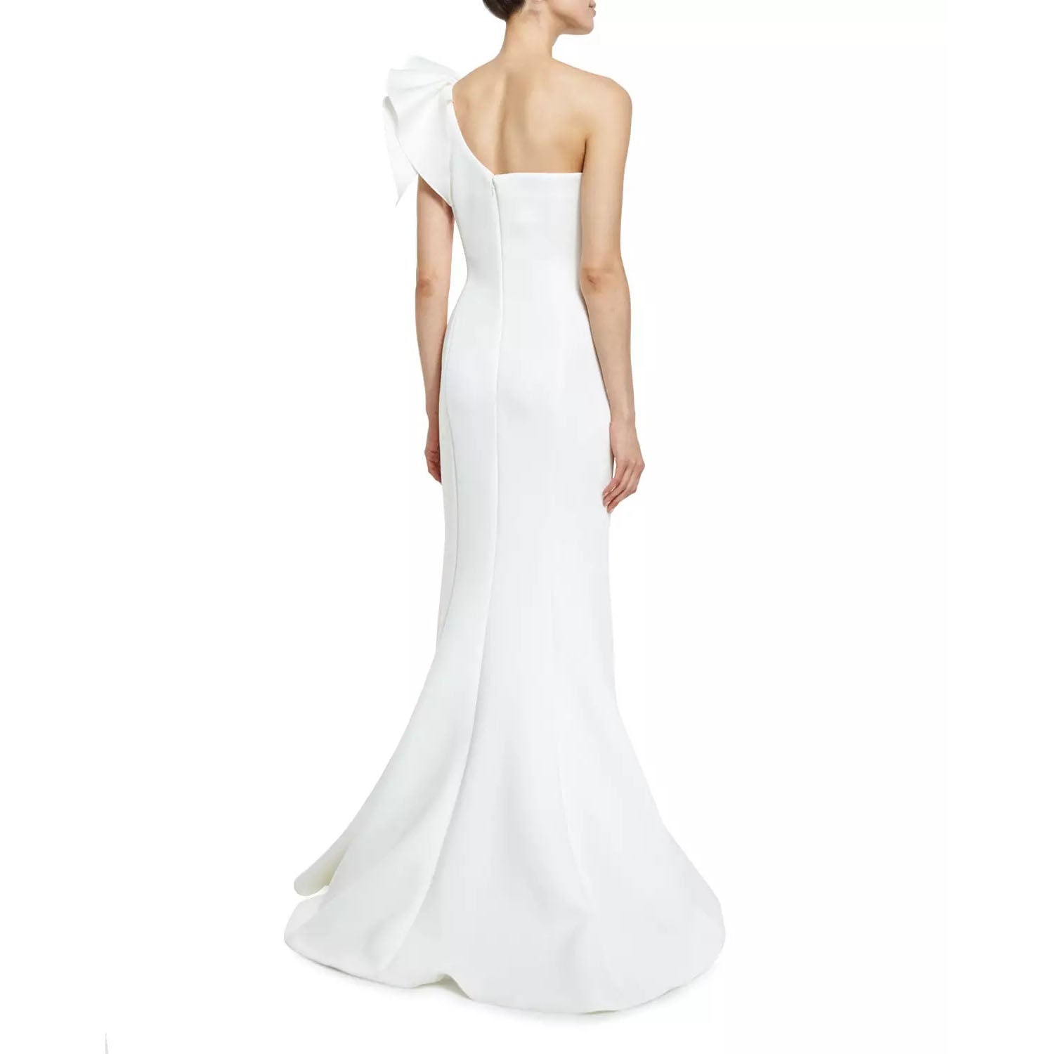 Falbala One Shoulder Slim Long White Party Dress