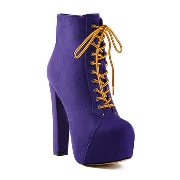 Sexy Platform Suede Chunky Heel Strap Ankle Boots
