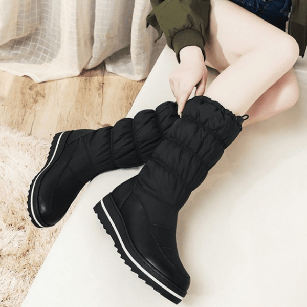 Platform Flat Round Toe Calf Snow Mid Boots