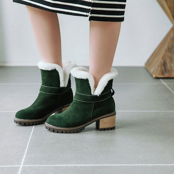Suede High Chunky Heel Ankle Boots
