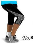 Flower Print Side Triangle Fashion 3/4 Pants Yoga Sport Leggings