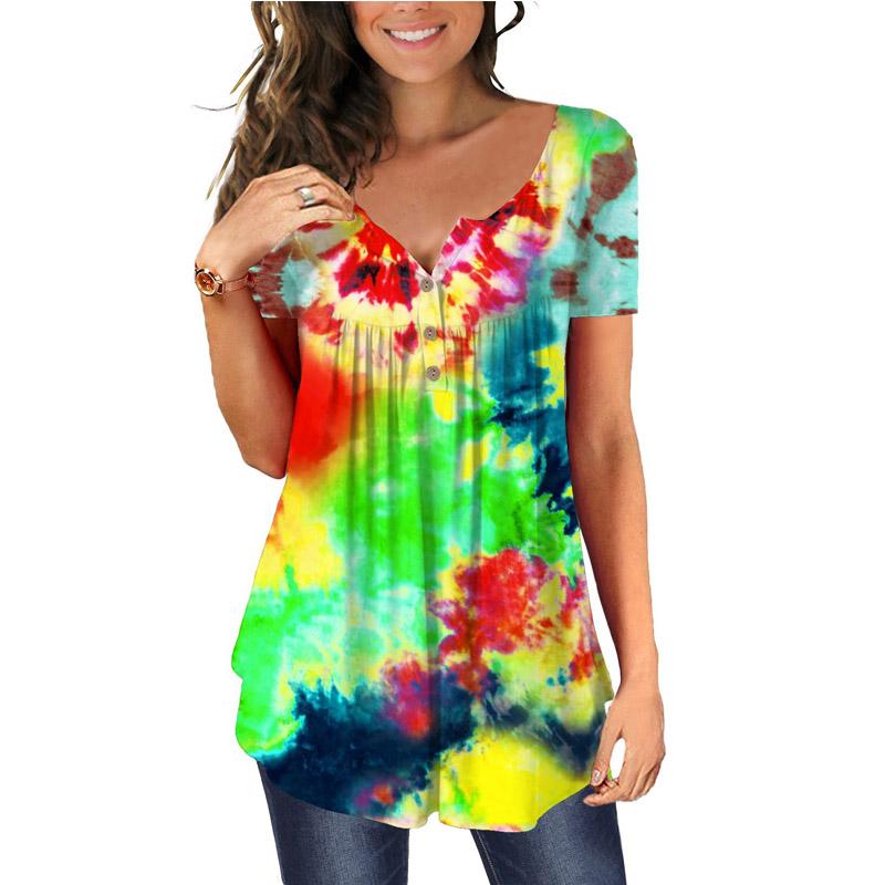 Casual Tie Dye Short Sleeve Loose T-shirts