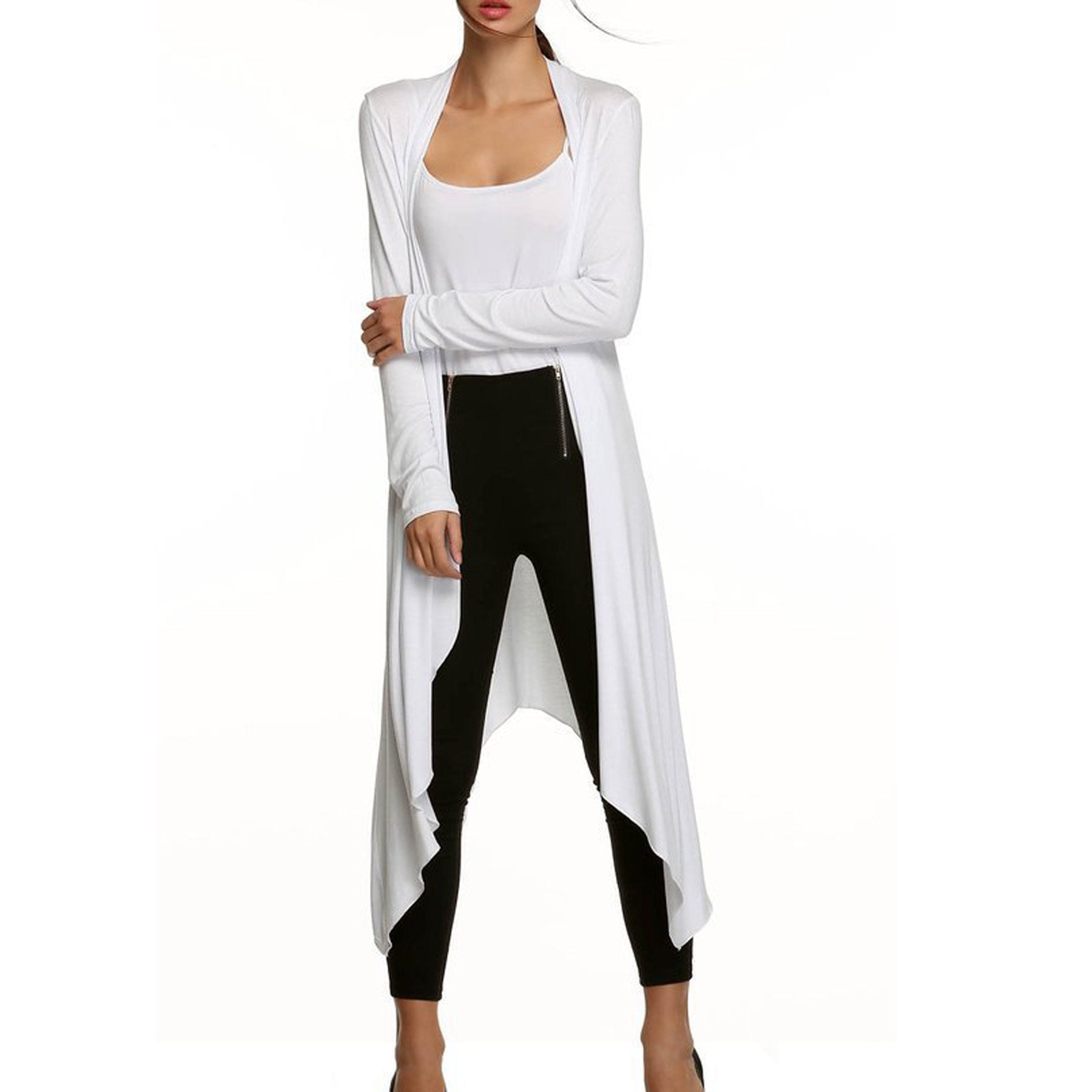 Pure Color Irregular Long Knit Wear Coat