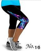 Flower Print Side Triangle Fashion 3/4 Pants Yoga Sport Leggings