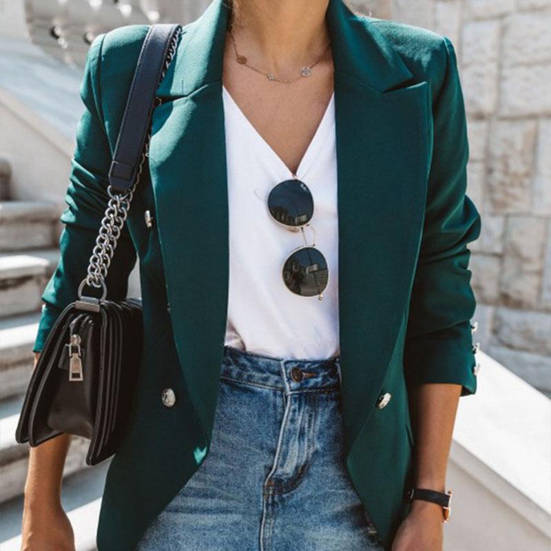 Lapel Double Breasted Blazer