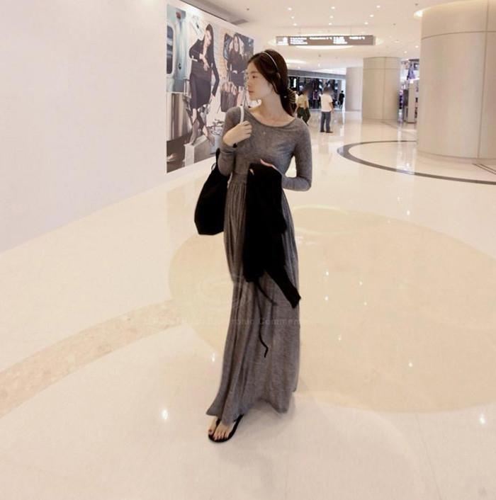 Bohemian Narrow Waist Long Sleeve Maxi Dress Long Dress - Meet Yours Fashion - 2