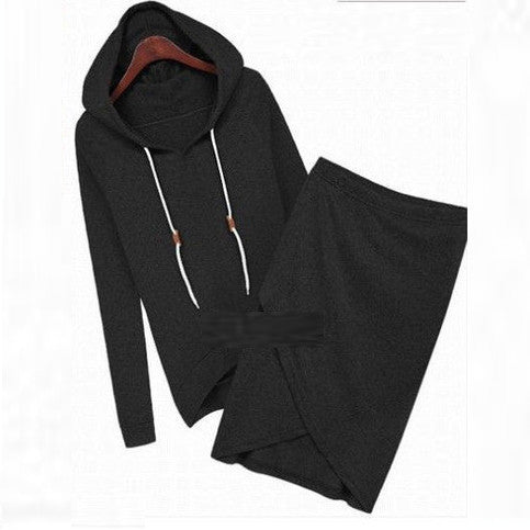 Two Pieces Sports Hoodie Knee-length Skirt Activewear Set - May Your Fashion - 3