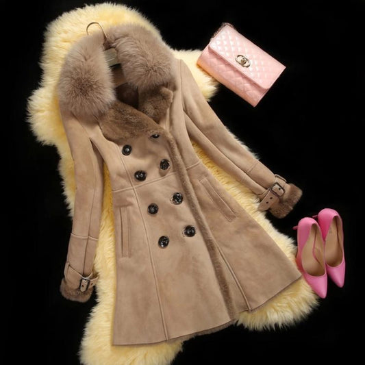 Lapel Fur Collar Long Fur Coat - Meet Yours Fashion - 2