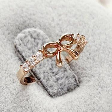 Korean Style Set Auger Bowknot Ring - MeetYoursFashion - 1