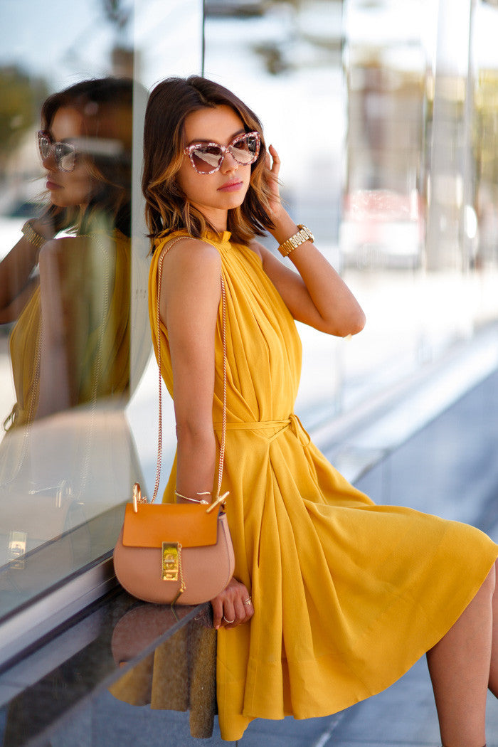 Scoop Sleeveless Pockets Solid Lace Up Short Dress